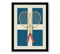 Crossed Rackets Art Deco Framed Wall Art Print A1 (84.1×59.4cm) Black, Wall Decor for Living Room, Bedroom, Office & Home, Ready to Hang, Art Gift
