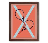 Crossed Rackets Geometric Framed Wall Art Print A1 (84.1×59.4cm) Walnut, Wall Decor for Living Room, Bedroom, Office & Home, Ready to Hang, Art Gift