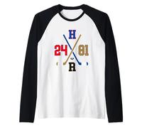 Crossed Sticks and Numbers Raglan Baseball Tee