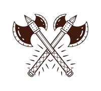 Crossed Viking Battle Axes Medieval Weapon Symbol Lettering Stickers 49.2x59cm It Won't Fall Off Coffee