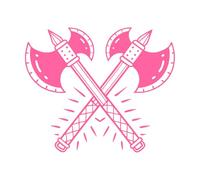 Crossed Viking Battle Axes Medieval Weapon Symbol Lettering Stickers 49.2x59cm Self Adhesive Pink
