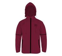 Crossedge Men’s Cycling Full Sleeve Hooded Rain Jacket with Pockets Air breath Waterproof, Water resistant Hi Viz Rainbow Reflector Rain Coat (UK, Alpha, One Size, Regular, Regular, Medium, Maroon)