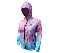 Crossedge Women's Cycling Full Sleeve Hooded Rain Jacket with Pockets Air breath Waterproof, Water resistant Hi Viz Rainbow Reflector Rain Coat (UK, Alpha, One Size, Regular, Regular, XX-Large, Multi)