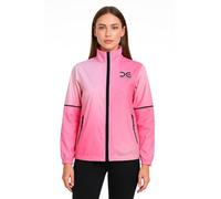 Crossedge Women's Cycling Full Sleeve Hooded Rain Jacket with Pockets Air breath Waterproof, Water resistant Hi Viz Rainbow Reflector Rain Coat (UK, Alpha, One Size, Regular, Regular, X-Large, Pink)