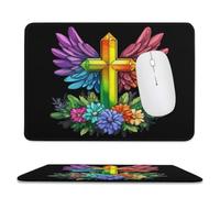 Crosses Flower Colorful Mouse Pad Waterproof Mousemat 7.9x9.4 | Square,for Women Men,with Non-Slip Rubber Base,Mouse Mat,for Office Home,Mousepad