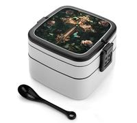 Crosses Religious Christ Adult Bento Box Lunch Box with 2 Compartments Lunch Container for Meal Prep