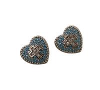 Crosses Studs Earrings with Dazzling Cubic Zirconia Simulated Blue Turquoise Gemstones Accessory for Daily Wear Vintage Heart Meet Earrings