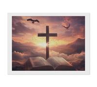 Crosses1 with an Open Book Funny Diamond Art Kits for Adults Round Full Drill Picture Home Wall Decor