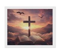 Crosses1 with an Open Book Funny Diamond Art Kits for Adults Round Full Drill Picture Home Wall Decor
