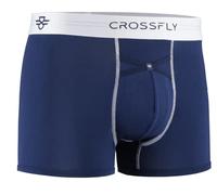 Crossfly IKON X Men’s Underwear 3" Trunk Boxer Briefs, 24 Hour Comfort and Innovative Access, No Chafe, Breathable and Soft Navy/White