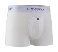 Crossfly IKON X Men’s Underwear 3" Trunk Boxer Briefs, 24 Hour Comfort and Innovative Access, No Chafe, Breathable and Soft White