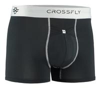 Crossfly IKON X Men’s Underwear 3" Trunk Boxer Briefs, 24 Hour Comfort and Innovative Access, No Chafe, Breathable and Soft Black/Silver
