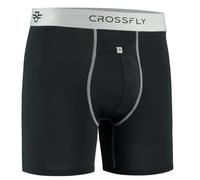Crossfly IKON X Men’s Underwear 6" Trunk Boxer Briefs, 24 Hour Comfort and Innovative Access, No Chafe, Breathable and Soft Black/Silver