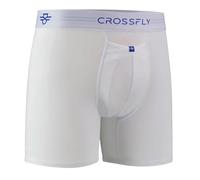 Crossfly IKON X Men’s Underwear 6" Trunk Boxer Briefs, 24 Hour Comfort and Innovative Access, No Chafe, Breathable and Soft White