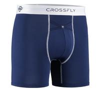 Crossfly IKON X Men’s Underwear 6" Trunk Boxer Briefs, 24 Hour Comfort and Innovative Access, No Chafe, Breathable and Soft Navy/White