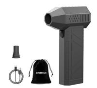 crossgun Compressed Air Duster - Mini Jet Fan - Powerful Cordless Air Duster, 4 Gear Adjustable Electric Air Blower Reusable No Canned Air Duster for PC Car Desk Gaming Motorcycle (Black)