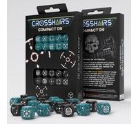 Crosshairs Compact D6: Stormy & Black by Q-Workshop, Dice for RPG Board Games, for 1+ Players and Ages 14+