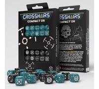 Crosshairs Compact D6: Stormy & Black by Q-Workshop, Dice for RPG Board Games, for 1+ Players and Ages 14+