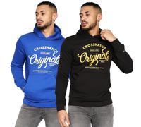 Crosshatch 2 Pack Hoodie Sweatshirt Designer Branded Hoody Fleece Gift Present Top by Jeanbase Black/Blue L