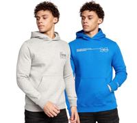 Crosshatch 2 Pack Hoodie Sweatshirt Designer Branded Hoody Fleece Gift Present Top by Jeanbase Blue/Grey M
