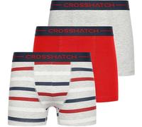 Crosshatch 3 Pack Designer Printed Boxer Trunks Underwear, Warbler - Red, L