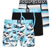 Crosshatch 3 Pack Mens Designer Boxer Shorts Boxers Underwear Trunks Gift Set, Crystaline - Malibu Blue, XL