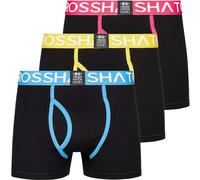 Crosshatch 3 Pack Mens Designer Boxer Shorts Boxers Underwear Trunks Gift Set, Trioglow - Black, L