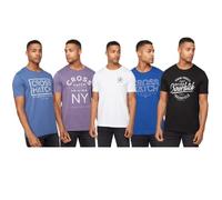 Crosshatch 5Pack Mens Premium Printed Half Sleeve Crew Neck T-Shirt(S,FLOMAX/ASSTD)