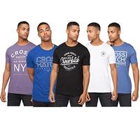 Crosshatch 5Pack Mens Premium Printed Half Sleeve Crew Neck T-Shirt(S,FLOMAX/ASSTD)
