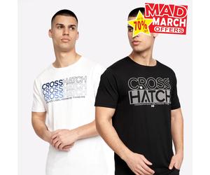 Crosshatch Arnio Mens Classic Fashion Crew Neck Tee 2-Pack Black White