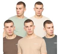 Crosshatch Mens Basic Natural Five Pack T-Shirts Off White/Stone/Brown/Sage/Dark Olive S