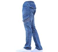 Crosshatch BNWT Designer Branded Heavy Duty Multi Pocket Dark Cargo Combat Denim Jeans Pants All Waist & Leg Sizes Lightwash 36W X 34L