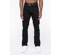 Crosshatch Cadman Men's Straight-Fit Denim Jeans with Branded Belt & Printed Waist Patch in Black | Size: 36R Crosshatch Black 36R