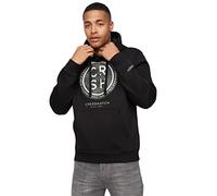Crosshatch Camo Hoody Fleece Sweatshirt Logo Hoodie Top by Jeanbase Black S