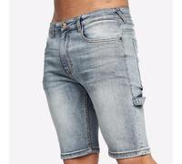 Crosshatch Carpenter Mens Casual Work Construction Shorts Grey Wash