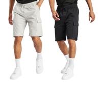 Crosshatch Classic 2 Pack 100% Cotton Cargo Shorts with Drawcord and Elasticated Waist- 6 Pockets Soft Cotton Twin Pack Short Summer Holiday Hiking Shorts Black and Grey XXL