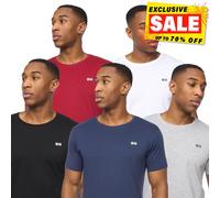 Crosshatch Mens Dellmere Five Pack T-Shirts White/Grey/Red/Blue/Black L
