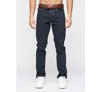 Crosshatch Farrowed Men's Cotton-Stretch Jeans with Branded Belt & Button Fly in Dark Navy | Size: 30R Crosshatch Dark Navy 30R