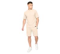 Crosshatch Hartlay Men's T-Shirt & Shorts Set | T-Shirt | Neutral / Off White | UK Size Large