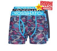 Crosshatch Linamo MVE Mens Casual Designer Comfort Boxer Shorts 3pk Blue