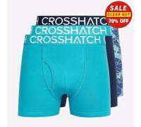 Crosshatch Lynol 3-Pack Casual Comfort Designer Boxer Shorts Mens Teal