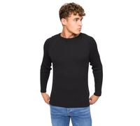 Crosshatch Men’s 100% Cotton Crew Neck Jumper - Designer Cable Knit Smart Casual Sweatshirt - Long Sleeve, Textured, Ribbed Hem, Black M