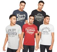 Crosshatch Men’s 5-Pack Cotton Crew Neck T-Shirts - Assorted Colour Multipack, Soft Breathable Short Sleeve Tees for Everyday Wear, Gym, Work, Lounge & Layering Multicolour XL