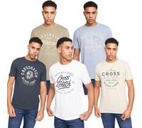 Crosshatch Men’s 5-Pack Cotton Crew Neck T-Shirts - Assorted Colour Multipack, Soft Breathable Short Sleeve Tees for Everyday Wear, Gym, Work, Lounge & Layering Assorted L