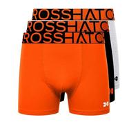 Crosshatch Men’s Dumas Boxer Shorts (Pack of 3), Soft Stretch Cotton Trunks with Bold Branded Elasticated Waistband, Comfort Fit Underwear, Sizes S-XXL, Orange/Blue Pack Options