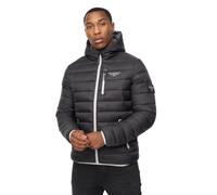 Crosshatch Men’s Hooded Quilted Jacket Black Lightweight Puffer Coat Water-Resistant Warm Winter Coat with Elasticated Cuffs and Zipped Pockets for Everyday Wear Black L