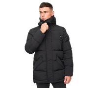 Crosshatch Men’s Hooded Quilted Padded Jacket - Taupe Lightweight Winter Coat with Inner Pocket, Zip Pockets and Elasticated Cuffs Black XL