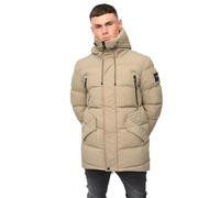 Crosshatch Men’s Hooded Quilted Padded Jacket - Taupe Lightweight Winter Coat with Inner Pocket, Zip Pockets and Elasticated Cuffs Taupe M