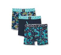 Crosshatch Men’s Linamo Boxer Shorts (Pack of 3), Soft Stretch Cotton Trunks with Signature Branded Waistband, Patterned Multi-Pack, Sizes S-XXL, Blue, Red, Teal