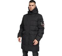 Crosshatch Men’s Long Hooded Jacket - Fleece Lined Winter Coat with Faux Fur Hood, Multiple Pockets & Storm Flap - Warm Casual Outerwear Black XL